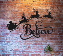 Load image into Gallery viewer, Santa Sleight Metal Wall Art | Believe Metal Wall Art
