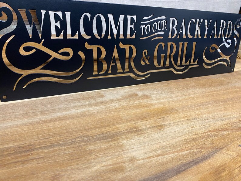 Welcome bar and grill sign