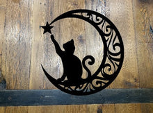 Load image into Gallery viewer, Moon &amp; Star Cat, metal sign
