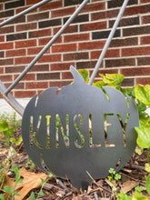 Load image into Gallery viewer, Metal Name Pumpkin, Yard Stake
