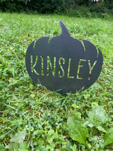 Load image into Gallery viewer, Metal Name Pumpkin, Yard Stake
