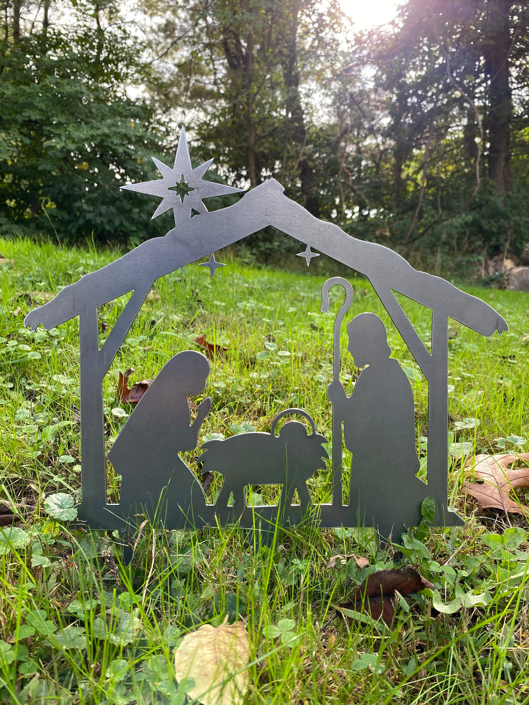 Nativity scene metal yard stake, or free standing