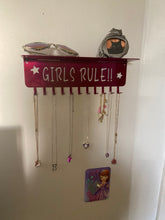 Load image into Gallery viewer, Jewelry/Medal rack with shelf, metal hooks
